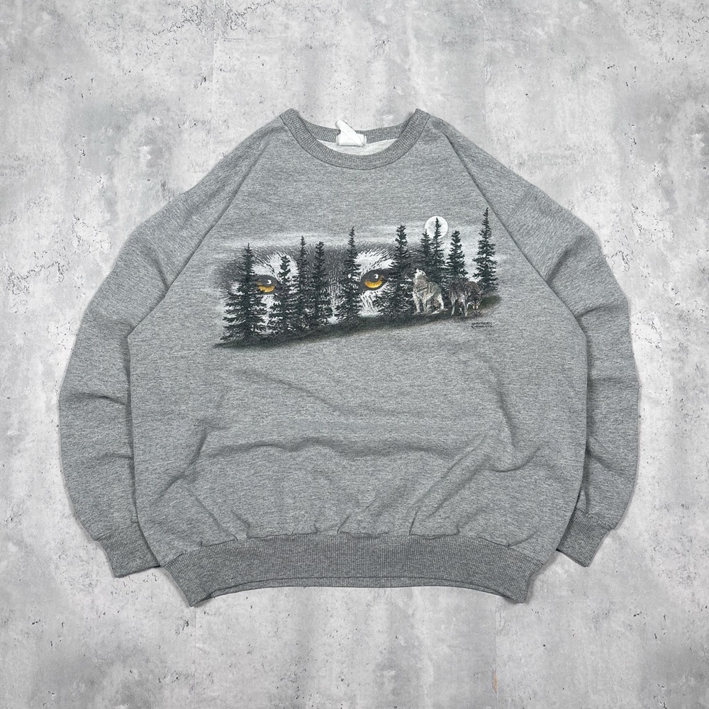 Vintage 90s Northern Elements graphic wolf crewneck